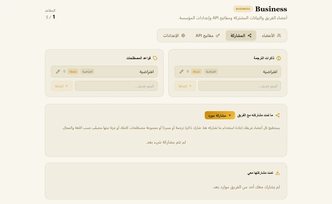 المشاركة: الذاكرات وقواعد المصطلحات، وما تشاركه أنت، وما يشاركه الآخرون معك.